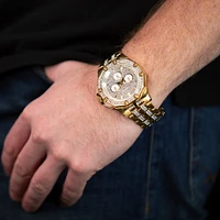 Bulova Men's Yellow Tone Crystal Watch | 98C126