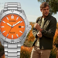 Citizen Eco-Drive Brycen Orange Dial Super Titanium Watch | AW1840-50X