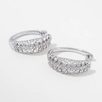 Diamond Cluster Hoop Earrings in 10K White Gold (1.00 ct tw)