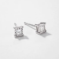 Miracle Mark Diamond Solitaire Stud Earrings in 10K White Gold (0.15ct