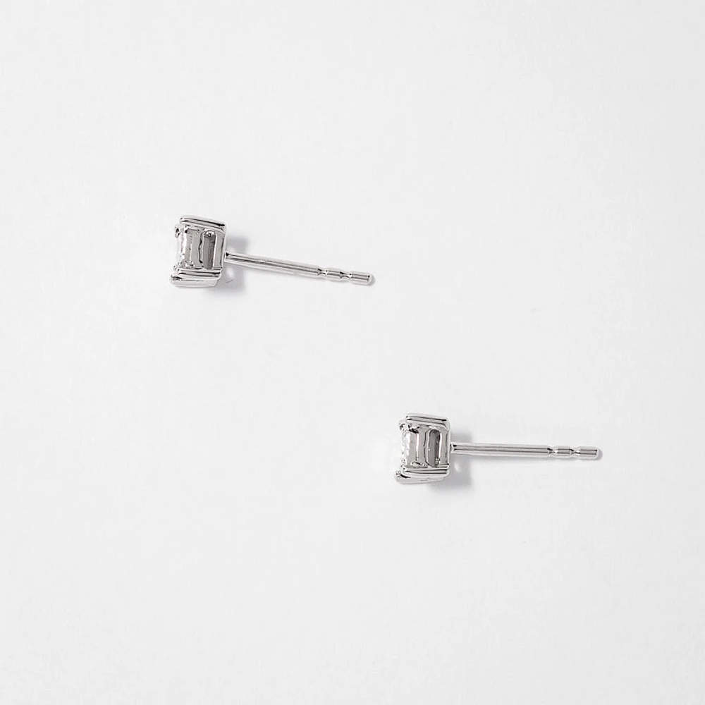 Miracle Mark Diamond Solitaire Stud Earrings in 10K White Gold (0.15ct