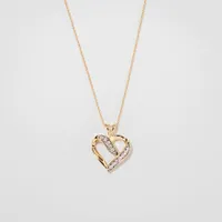 Diamond Cluster Heart Shaped Pendant in 10K Yellow Gold (0.06 ct tw)