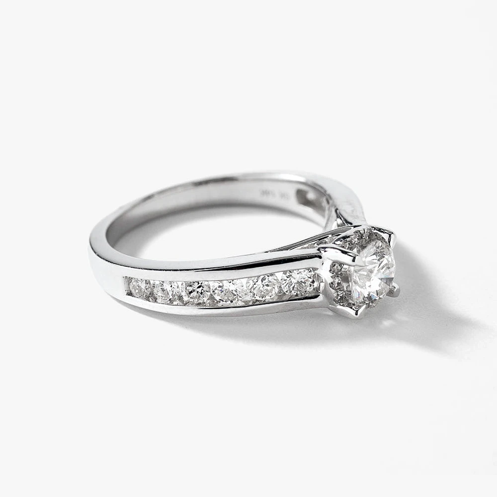 Diamond Engagement Ring 14K White Gold (1.10 ct tw)