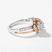 Petite Cluster Centre Ring 10K White and Rose Gold (0.15ct tw)