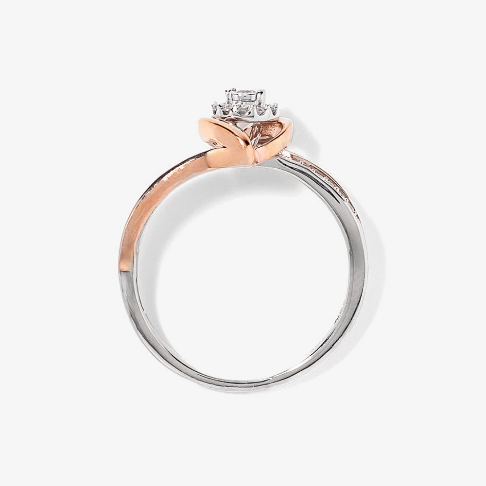 Petite Cluster Centre Ring 10K White and Rose Gold (0.15ct tw)