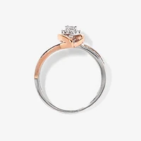 Petite Cluster Centre Ring 10K White and Rose Gold (0.15ct tw)