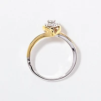 Diamond Cluster Ring 10K White and Yellow Gold (0.15 ct tw)