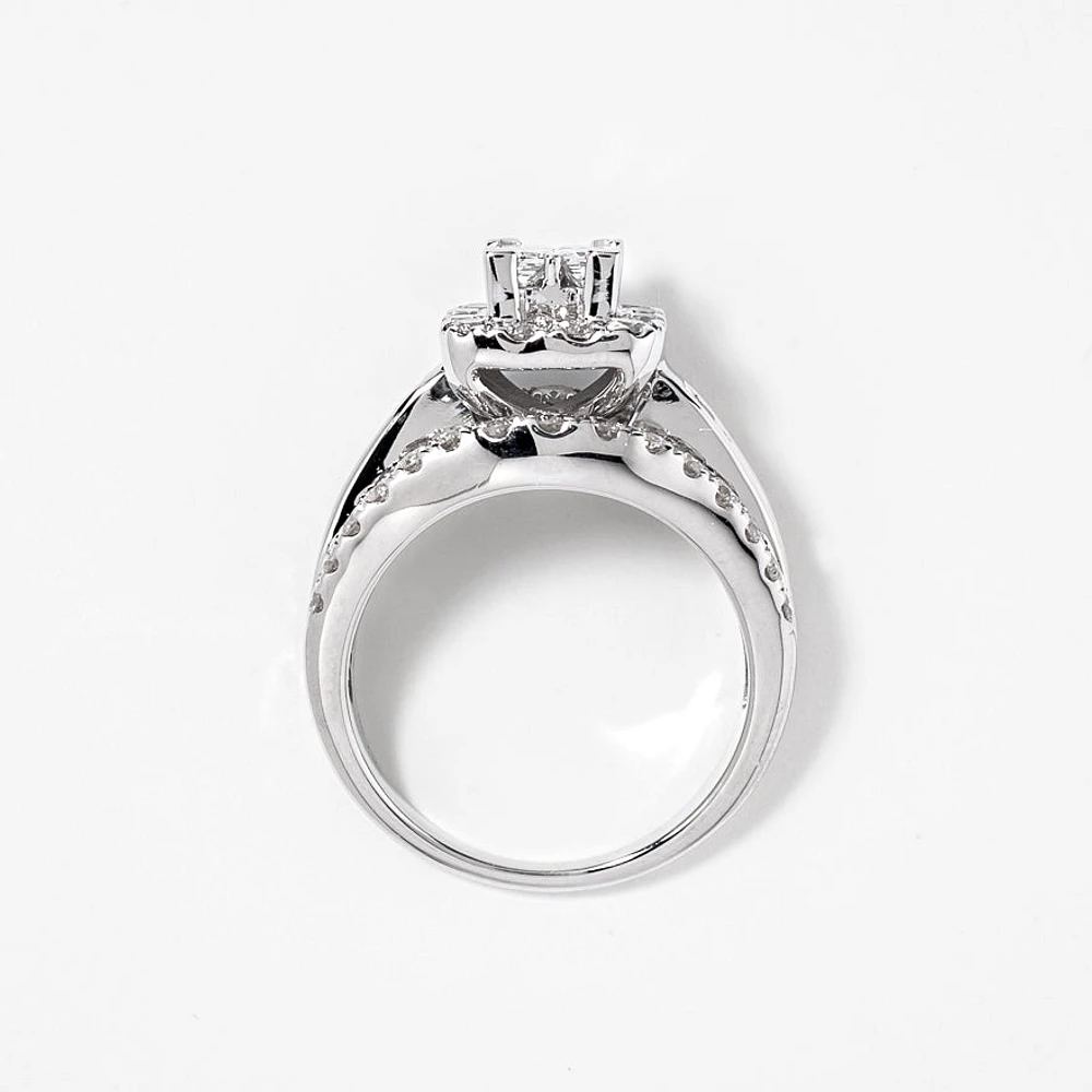Halo Diamond Cluster Engagement Ring 14K White Gold (2.00ct tw)