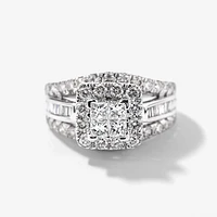 Halo Diamond Cluster Engagement Ring 14K White Gold (2.00ct tw)