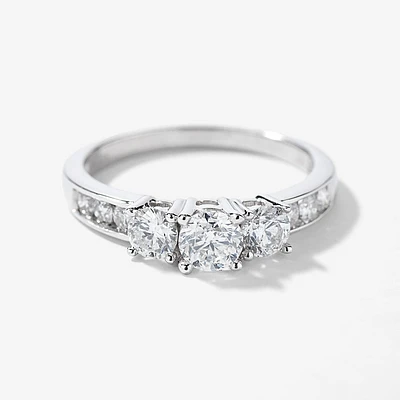 Three-Stone Diamond Engagement Ring 10K White Gold (0.95 ct tw)