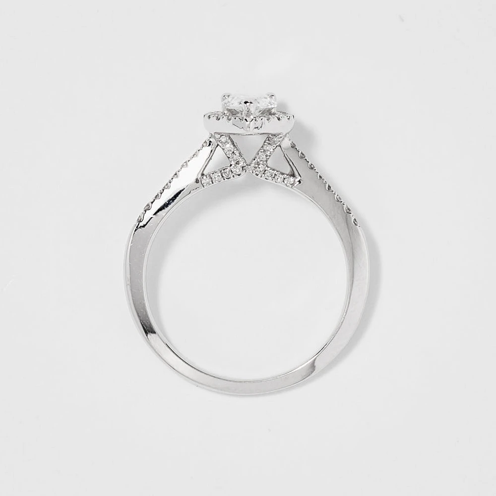 Pear Shape Diamond Halo Engagement Ring 14K White Gold (0.75ct tw)