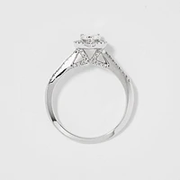 Pear Shape Diamond Halo Engagement Ring 14K White Gold (0.75ct tw)