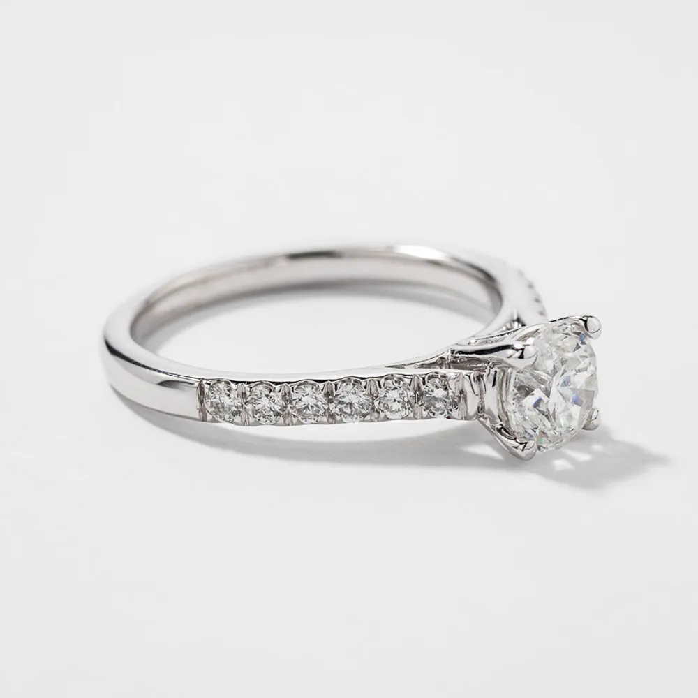 Diamond Accented Engagement Ring 14K White Gold (1.00ct tw)