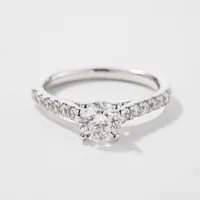 Diamond Accented Engagement Ring 14K White Gold (1.00ct tw)