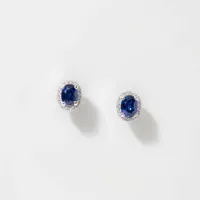Sapphire Earrings with Diamond Accents in 14K White Gold