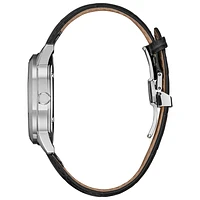 Citizen Eco-Drive Classic Silver-Tone Dial Leather Strap Watch | BU211