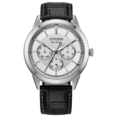 Citizen Eco-Drive Classic Silver-Tone Dial Leather Strap Watch | BU211