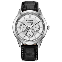 Citizen Eco-Drive Classic Silver-Tone Dial Leather Strap Watch | BU211