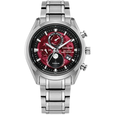 Citizen Eco-Drive Tsuki-yomi A-T Red Dial Super Titanium Bracelet | BY