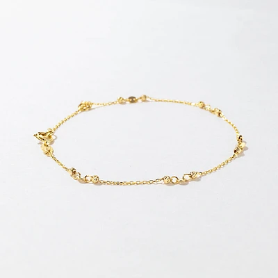 10K Yellow Gold Bracelet with Diamond Cut Balls