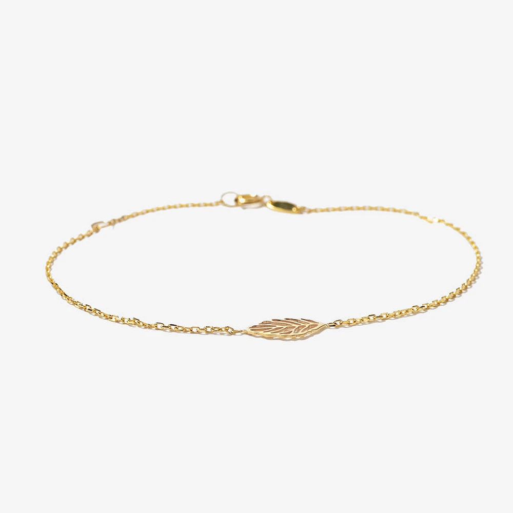 Leaf Charm Bracelet in 10K Yellow Gold