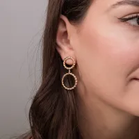 Double Twist Circle Drop Earrings in 10K Yellow Gold