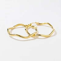 Wavy Hoop Earrings in 10K Yellow Gold