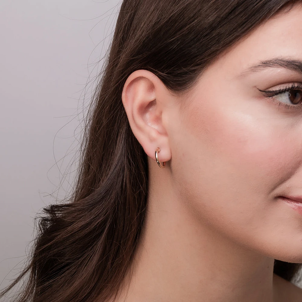 2x10mm Polished Tube Hoop Earrings in 14K Yellow Gold