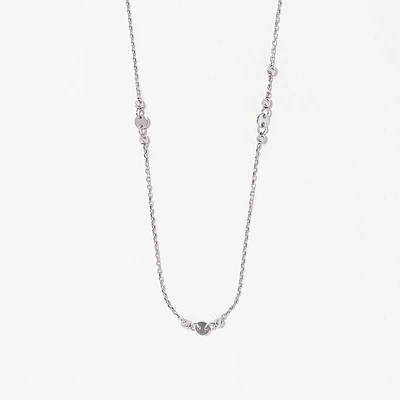 Diamond Cut Ball Necklace in 10K White Gold