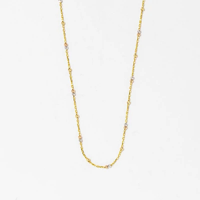 Ball Necklace in 10K Yellow White and Rose Gold