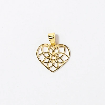 Wired Heart Pendant in 10K Yellow Gold