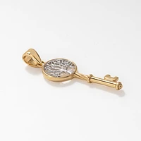 Family Tree Key Pendant in 10K Yellow and White Gold