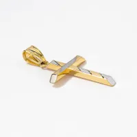 Cross Pendant in 14K Yellow and White Gold