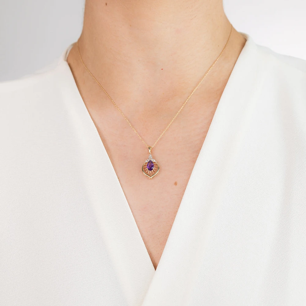 Amethyst Pendant in 10K Yellow Gold