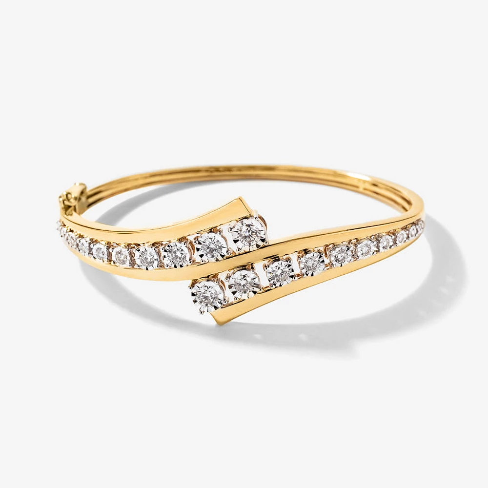 Diamond Bangle in 10K Yellow and White Gold (1.25 ct tw)