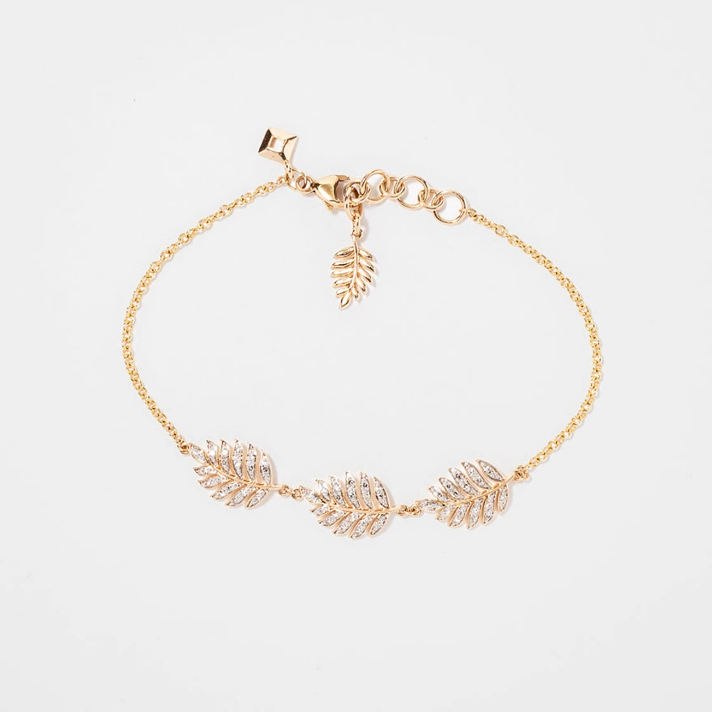 Leaf Diamond Bracelet in 10K Yellow Gold (0.20 ct tw)