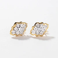 Diamond Cluster Stud Earrings in 10K Yellow and White Gold (0.32 ct tw