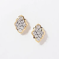 Diamond Cluster Stud Earrings in 10K Yellow and White Gold (0.32 ct tw