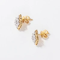 Diamond Cluster Stud Earrings in 10K Yellow and White Gold (0.32 ct tw