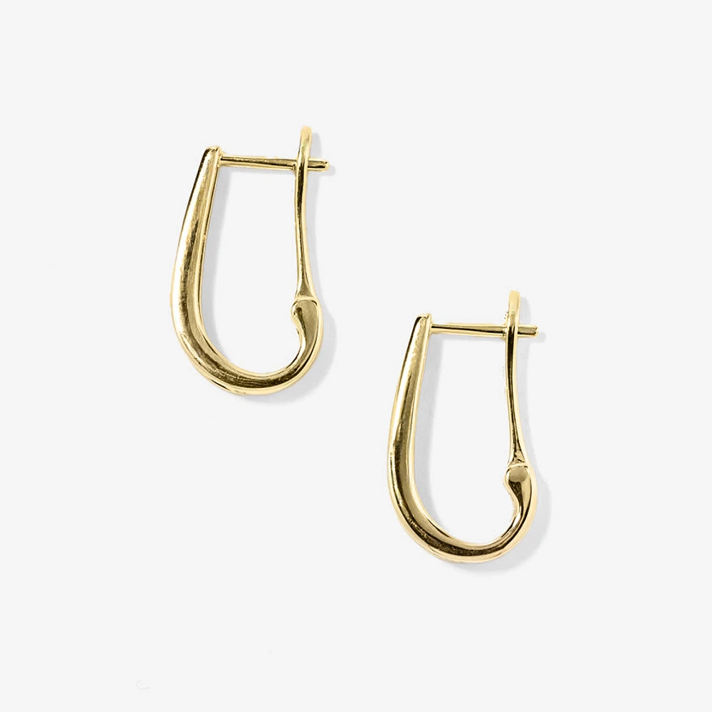 Channel Set J Hoop Diamond Earrings in 10K Yellow Gold (0.75 ct tw)