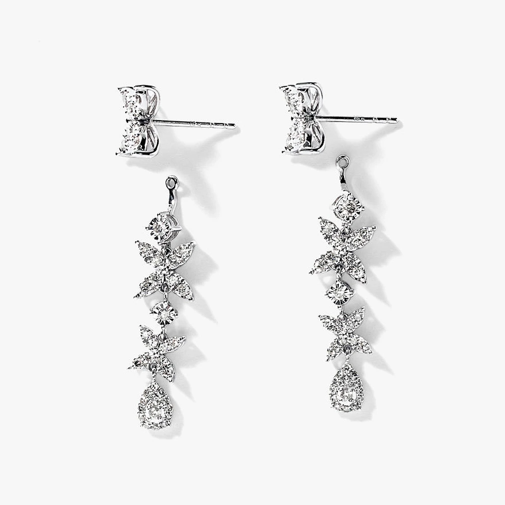 Multi-Look Diamond Cluster Earrings in 10K White Gold (1.00 ct tw)