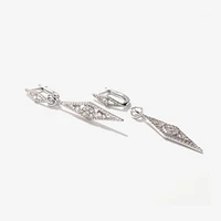 Multi-Look Diamond Cluster Dangle Earrings in 10K White Gold (1.00 ct