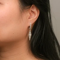 Multi-Look Diamond Cluster Dangle Earrings in 10K White Gold (1.00 ct