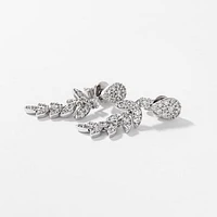 Diamond Cluster Earrings in 10K White Gold (1.00 ct tw)