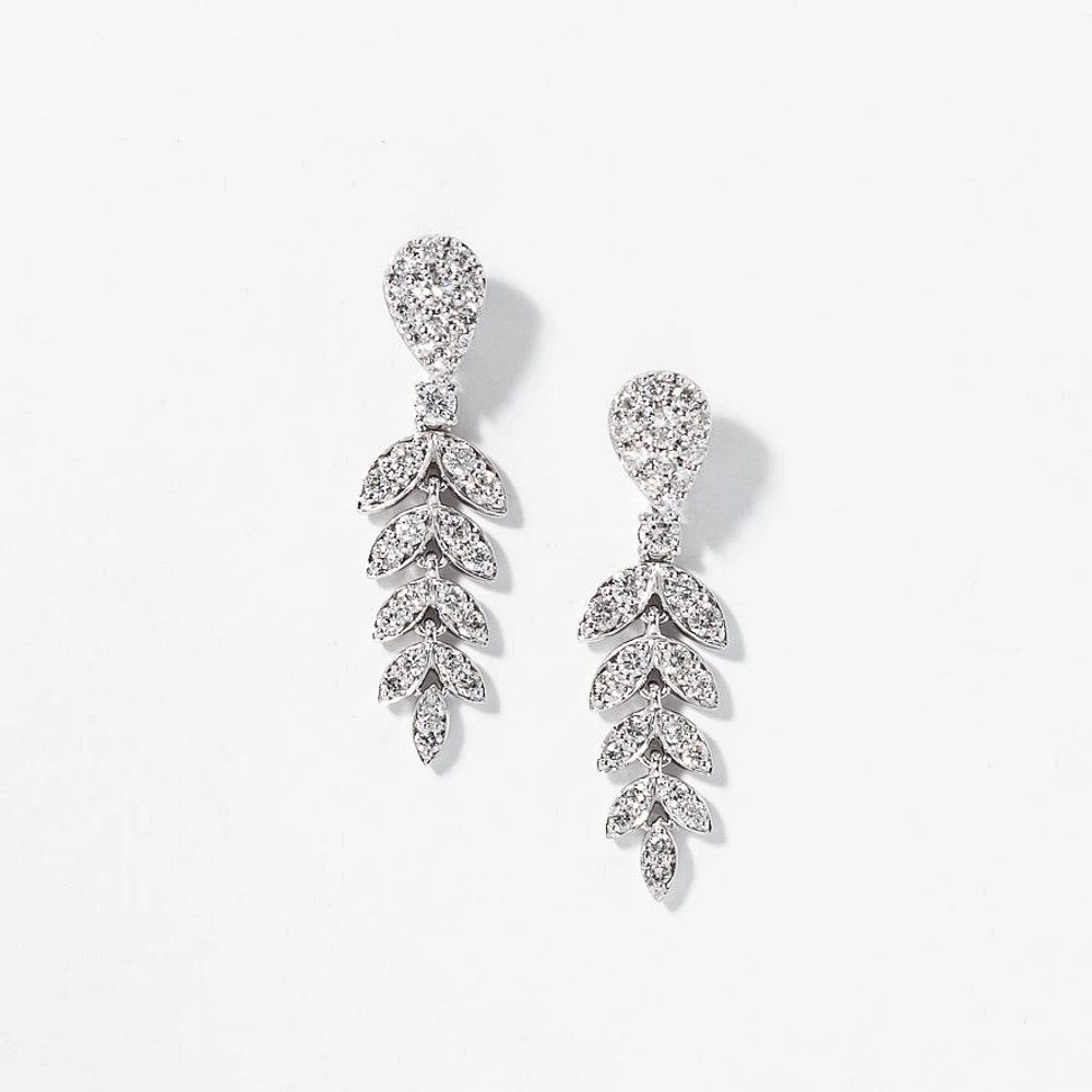 Diamond Cluster Earrings in 10K White Gold (1.00 ct tw)