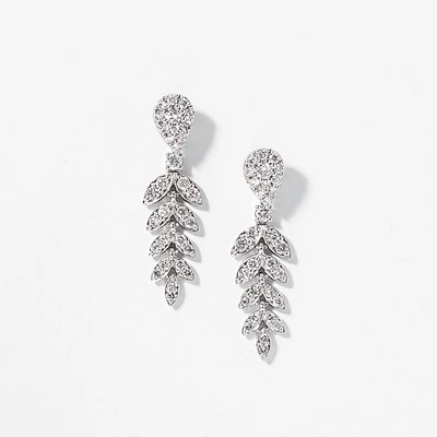 Diamond Cluster Earrings in 10K White Gold (1.00 ct tw)