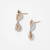 Diamond Cluster Dangle Earrings in 10K Yellow and White Gold (0.33 ct