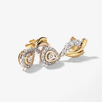 Diamond Cluster Dangle Earrings in 10K Yellow and White Gold (0.33 ct