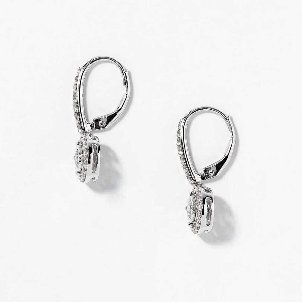 Diamond Halo Hoop Earrings in 10K White Gold (0.66 ct tw)