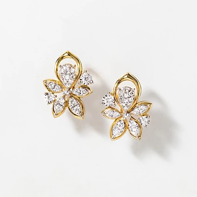 Diamond Cluster Stud Earrings in 10K Yellow and White Gold (0.40 ct tw